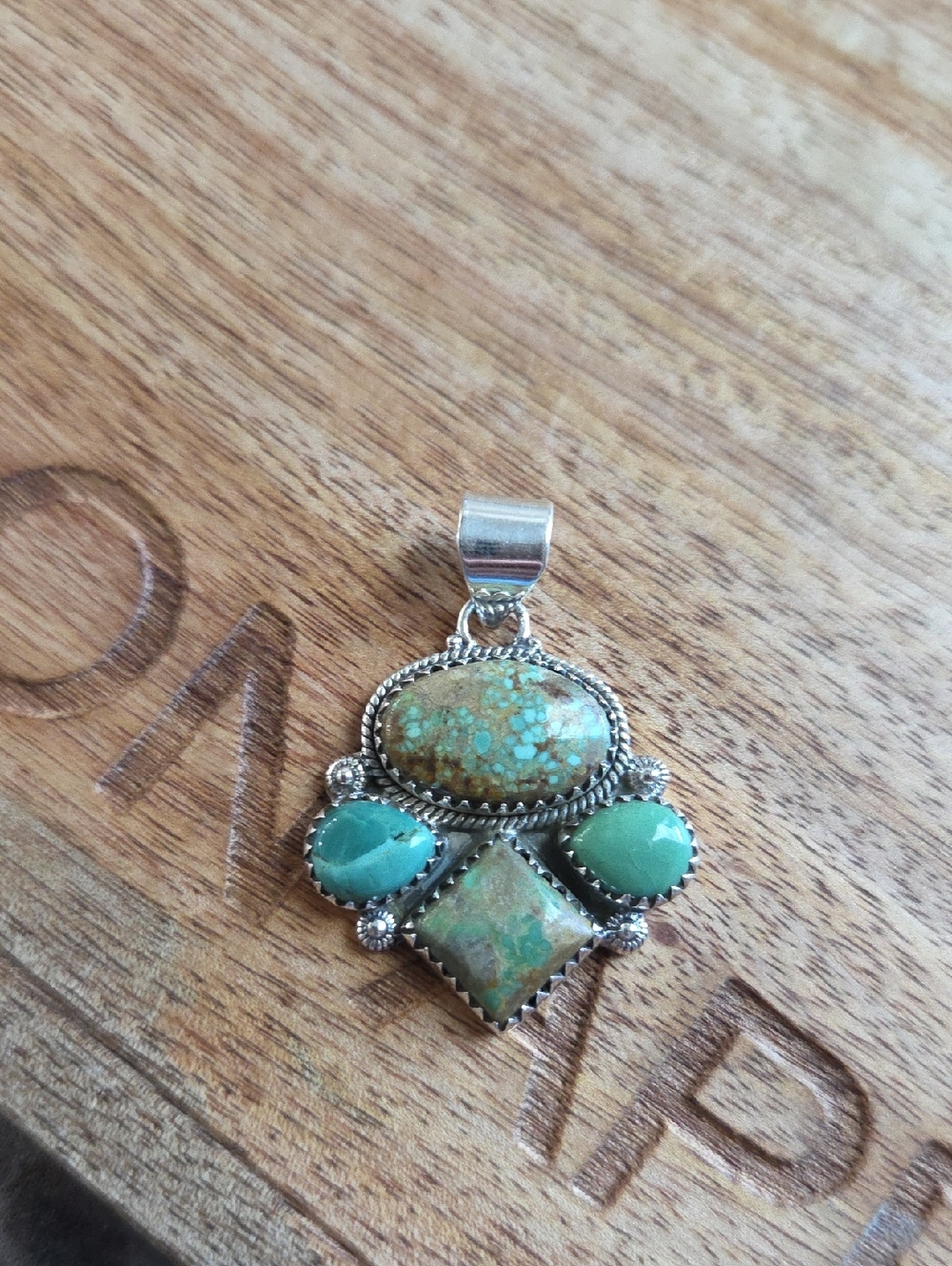 Sterling Silver Turquoise Multi-Stone Pendant - Green Turquoise